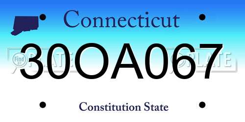 30OA067 Connecticut License Plate