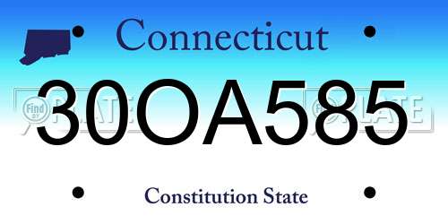 30OA585 Connecticut License Plate