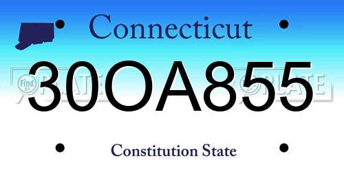 30OA855 Connecticut License Plate