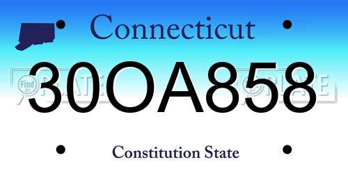 30OA858 Connecticut License Plate