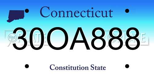 30OA888 Connecticut License Plate