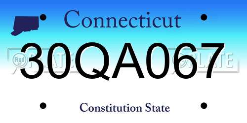 30QA067 Connecticut License Plate