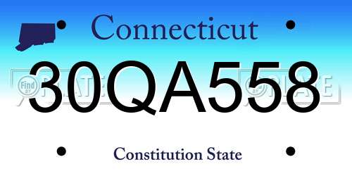 30QA558 Connecticut License Plate