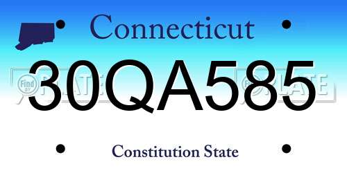 30QA585 Connecticut License Plate