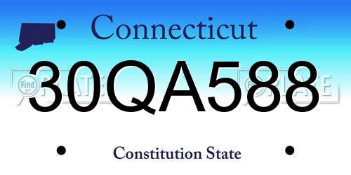 30QA588 Connecticut License Plate