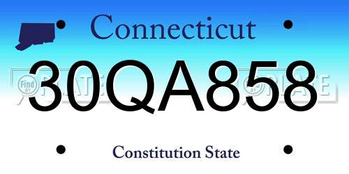 30QA858 Connecticut License Plate