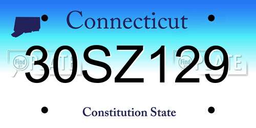 30SZ129 Connecticut License Plate