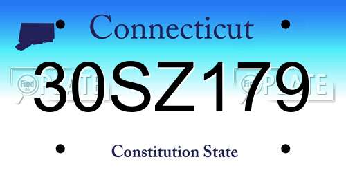 30SZ179 Connecticut License Plate