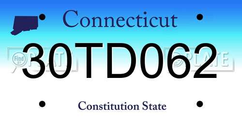 30TD062 Connecticut License Plate