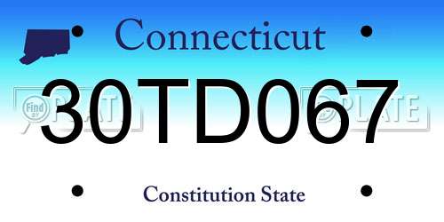 30TD067 Connecticut License Plate