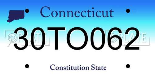 30TO062 Connecticut License Plate
