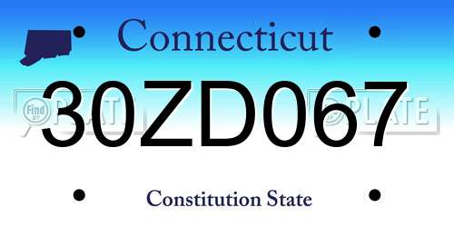 30ZD067 Connecticut License Plate