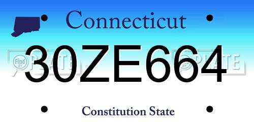 30ZE664 Connecticut License Plate