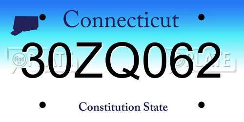 30ZQ062 Connecticut License Plate