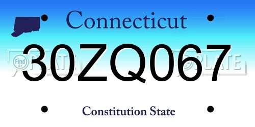 30ZQ067 Connecticut License Plate