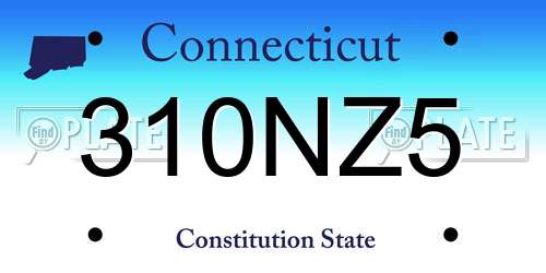 310NZ5 Connecticut License Plate