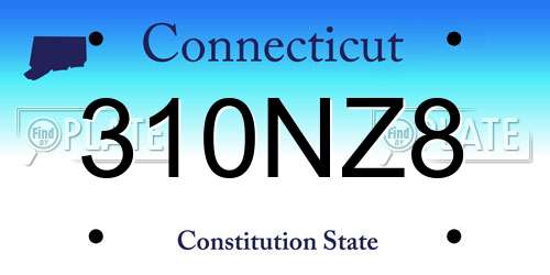 310NZ8 Connecticut License Plate