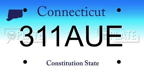 311AUE Connecticut License Plate