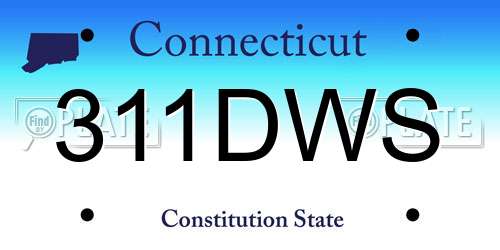 311DWS Connecticut License Plate