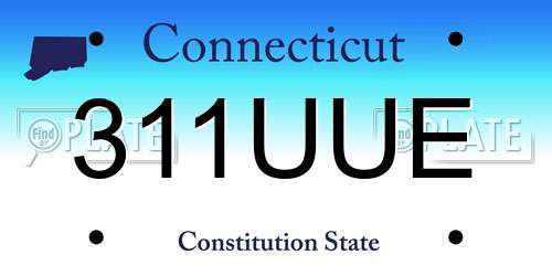 311UUE Connecticut License Plate