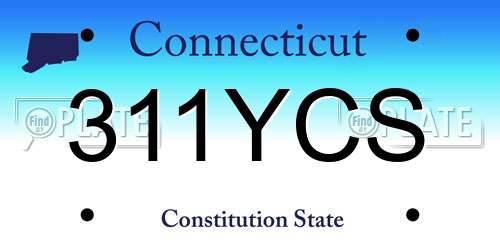 311YCS Connecticut License Plate