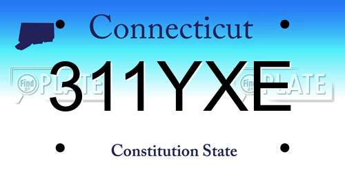 311YXE Connecticut License Plate