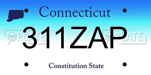 311ZAP Connecticut License Plate