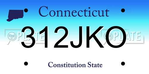 312JKO Connecticut License Plate