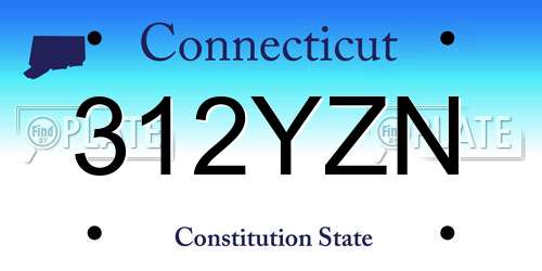 312YZN Connecticut License Plate