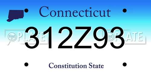 312Z93 Connecticut License Plate