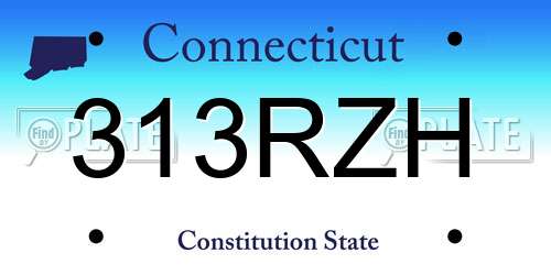 313RZH Connecticut License Plate