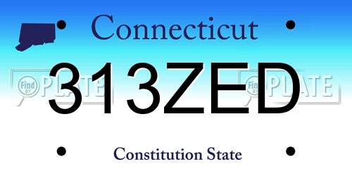 313ZED Connecticut License Plate