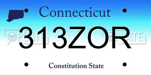 313ZOR Connecticut License Plate