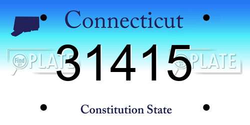 31415 Connecticut License Plate