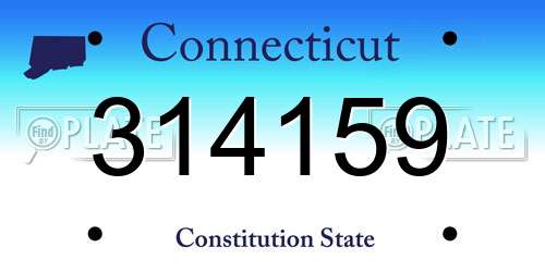 314159 Connecticut License Plate