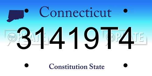 31419T4 Connecticut License Plate