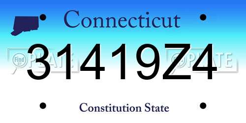 31419Z4 Connecticut License Plate