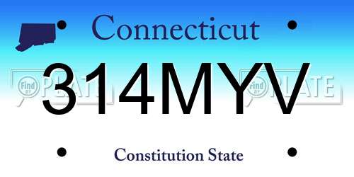 314MYV Connecticut License Plate
