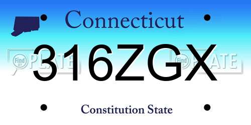 316ZGX Connecticut License Plate