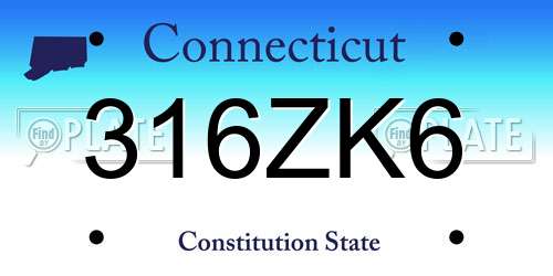 316ZK6 Connecticut License Plate