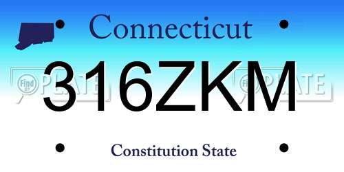 316ZKM Connecticut License Plate