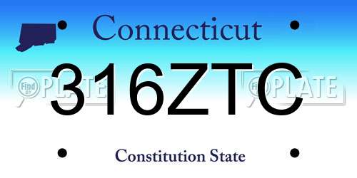 316ZTC Connecticut License Plate