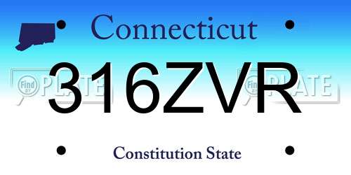 316ZVR Connecticut License Plate