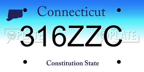 316ZZC Connecticut License Plate