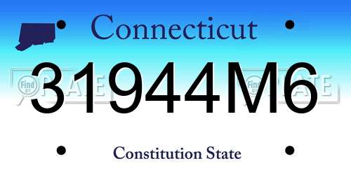 31944M6 Connecticut License Plate