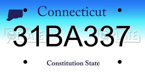 31BA337 Connecticut License Plate