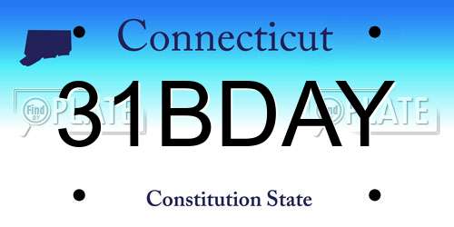 31BDAY Connecticut License Plate