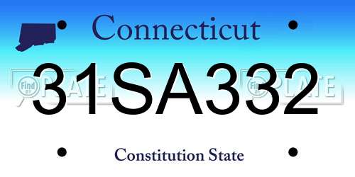 31SA332 Connecticut License Plate