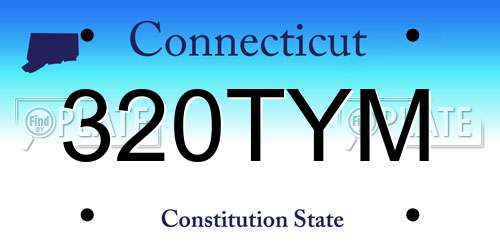 320TYM Connecticut License Plate