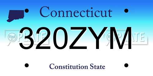 320ZYM Connecticut License Plate